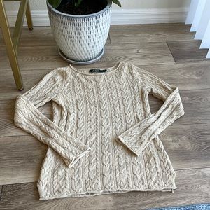 Lauren Ralph Lauren beige cable knit sweater in size medium